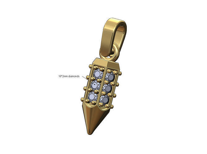 Diamond pencil pendant bail and charm 3D print model