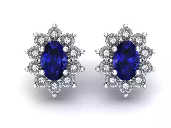 AV 341 diamond Ladies Halo Style Fashion Stud Earrings