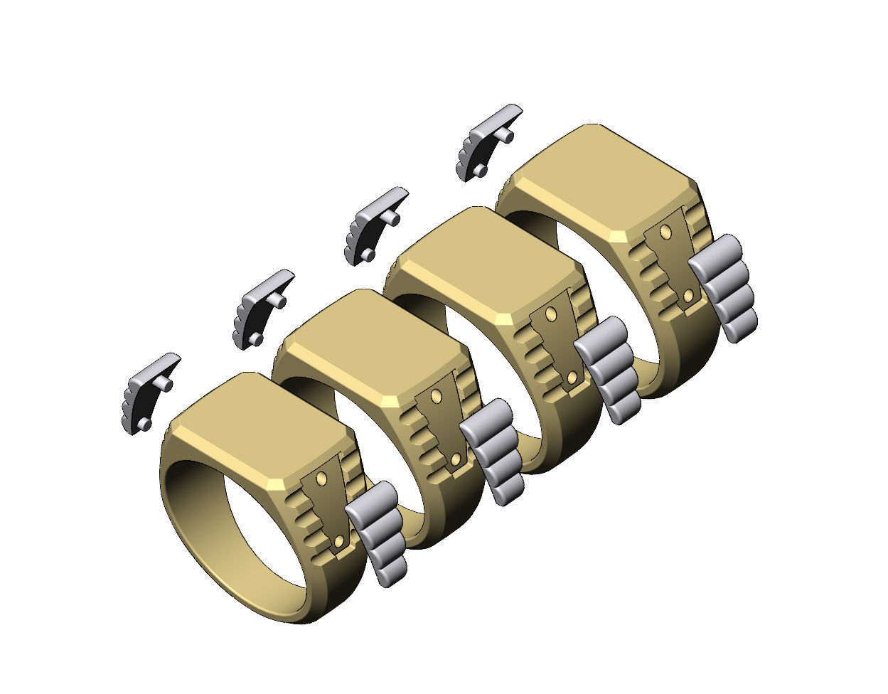 Rectangular presidential link inserts signet US sizes 7to10 3D print model_4