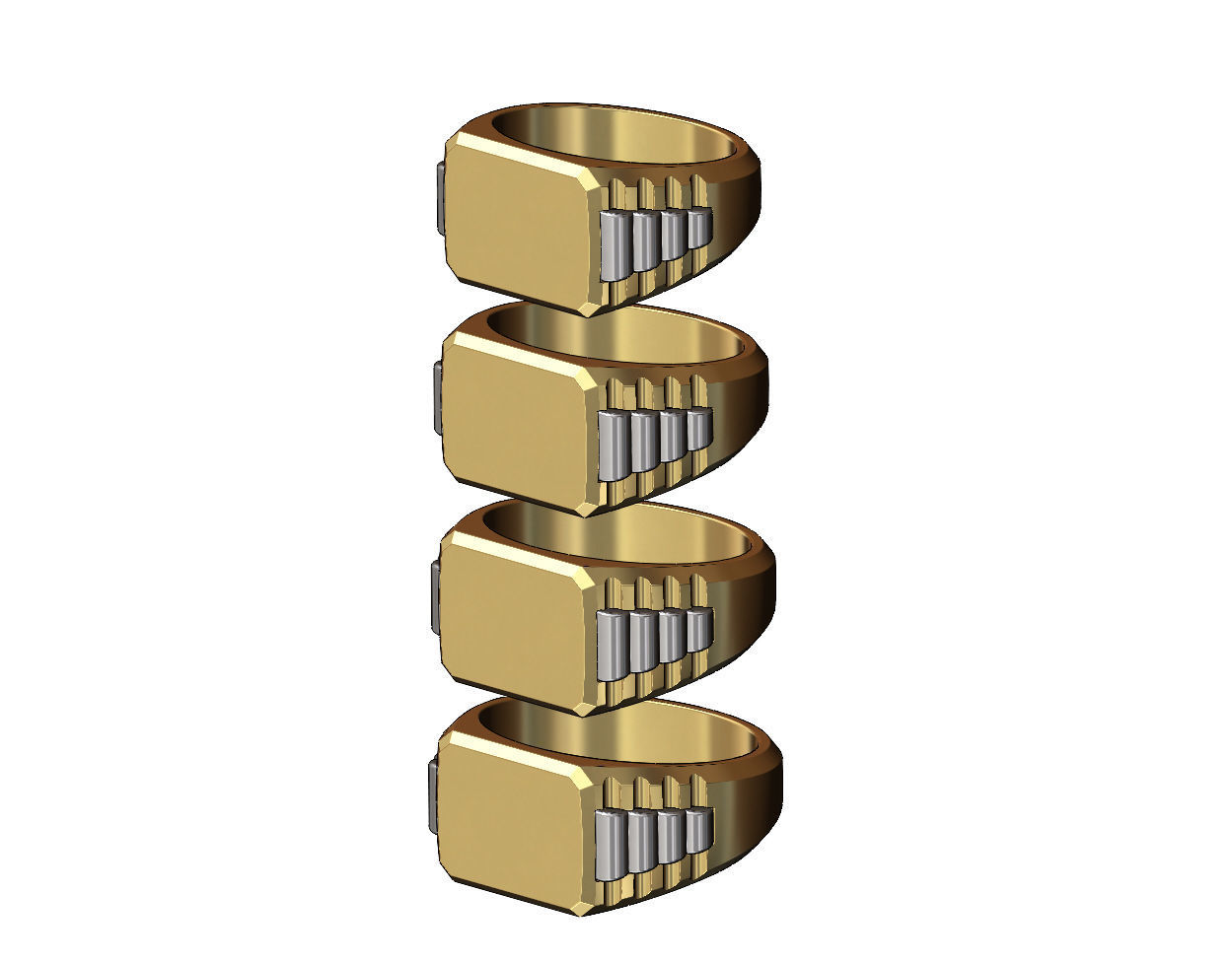 Rectangular presidential link inserts signet US sizes 7to10 3D print model_3