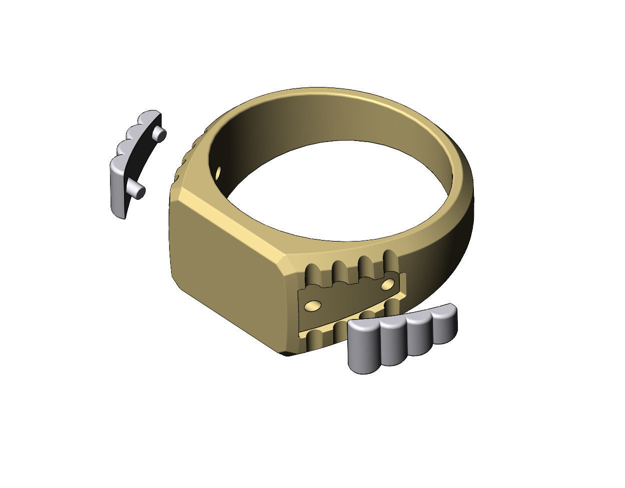 Rectangular presidential link inserts signet US sizes 7to10 3D print model_6