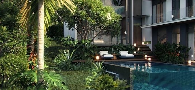 Villa exterior  3D model 2