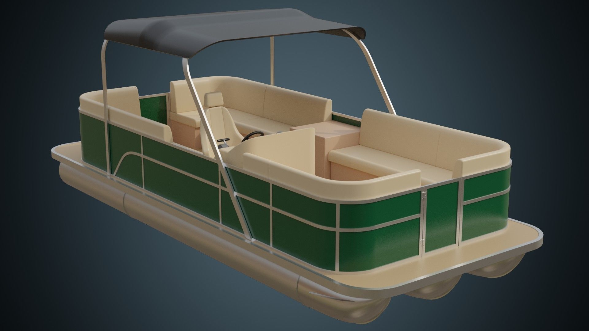Pontoon Boat 1 Basic 3D model_1