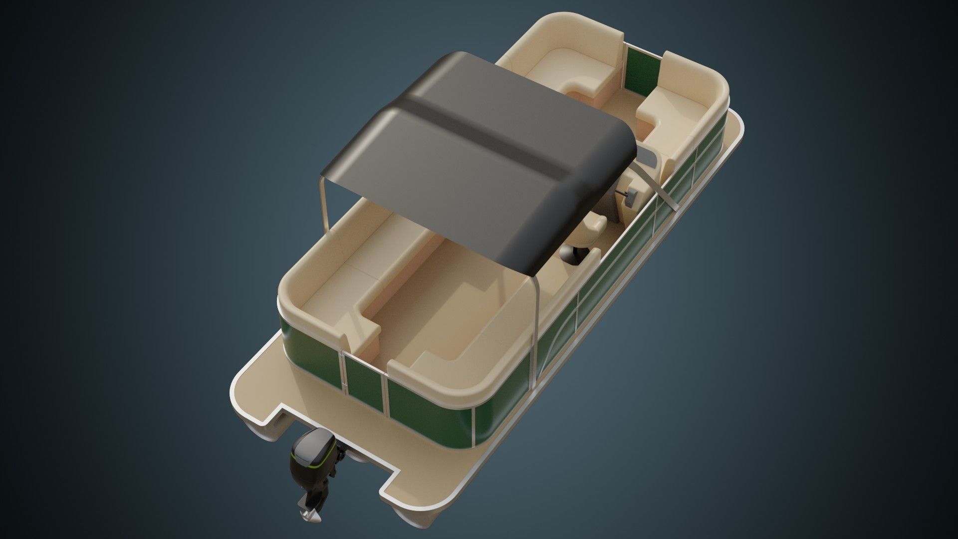 Pontoon Boat 1 Basic 3D model_2
