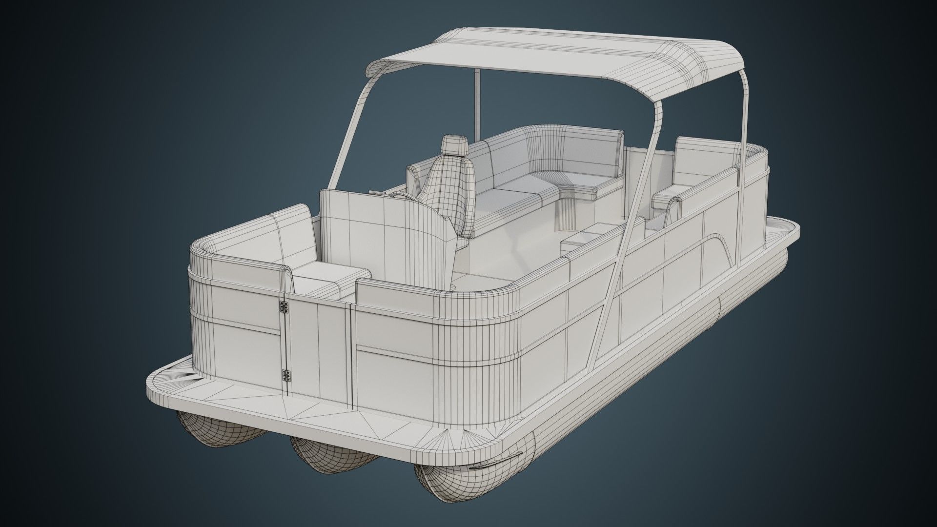 Pontoon Boat 1 Basic 3D model_7