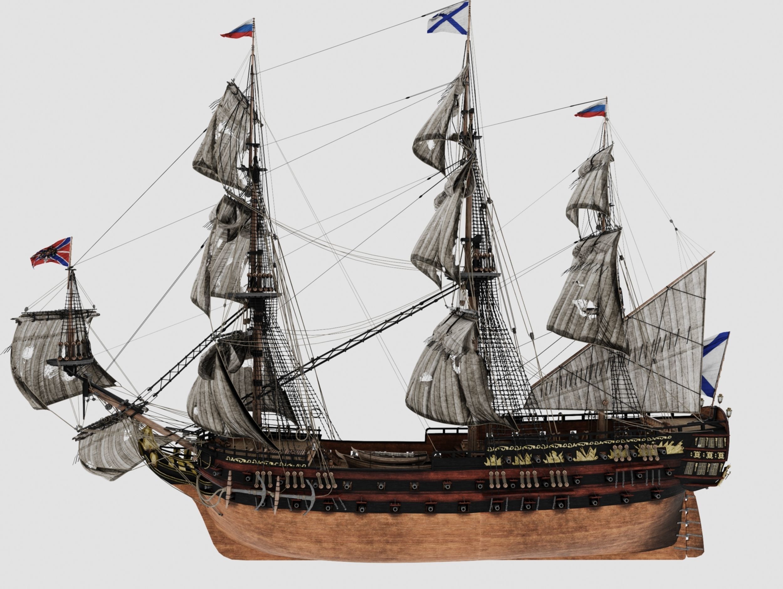 Battleship british galleon 3D model_1