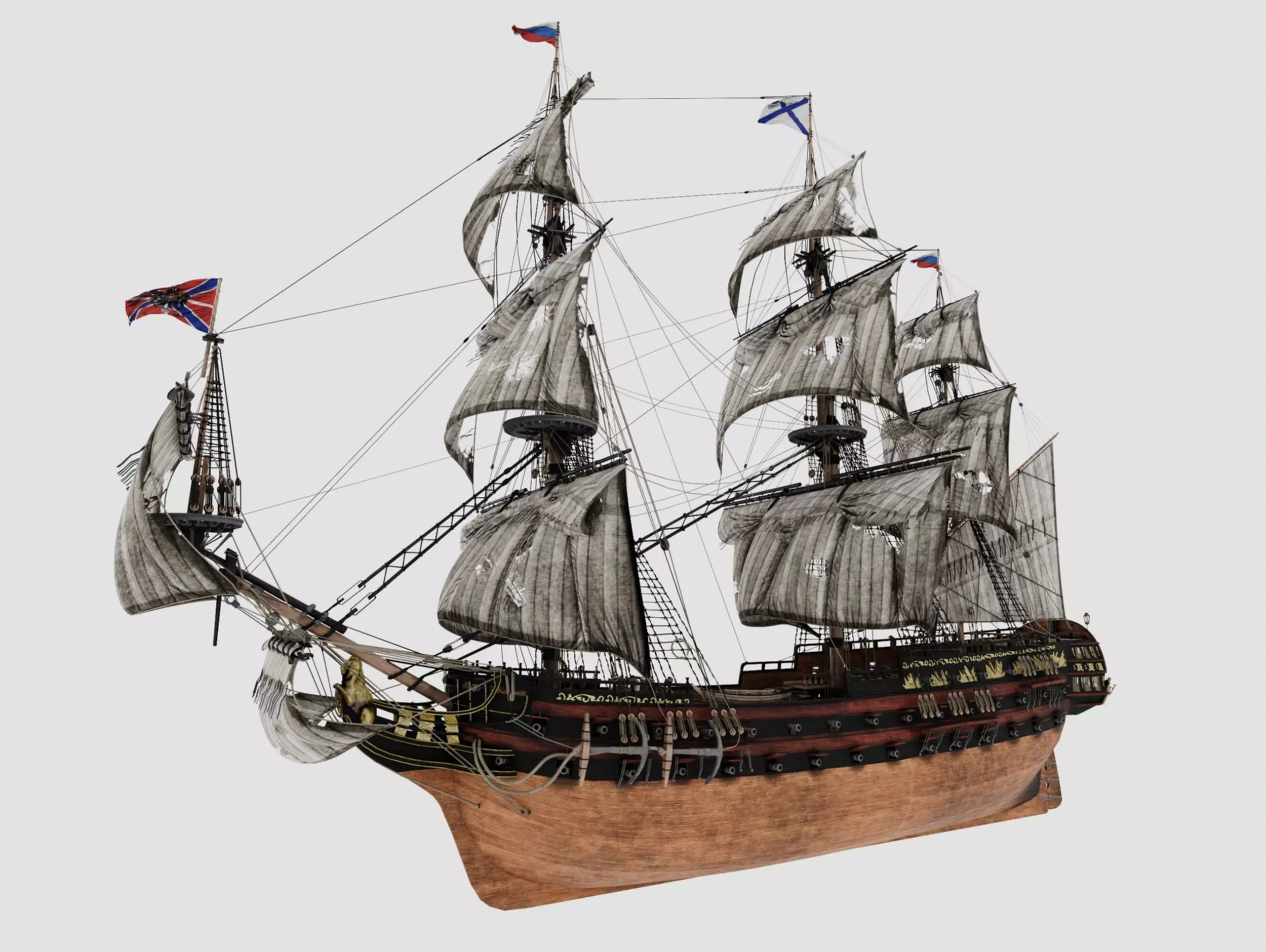 Battleship british galleon 3D model_0