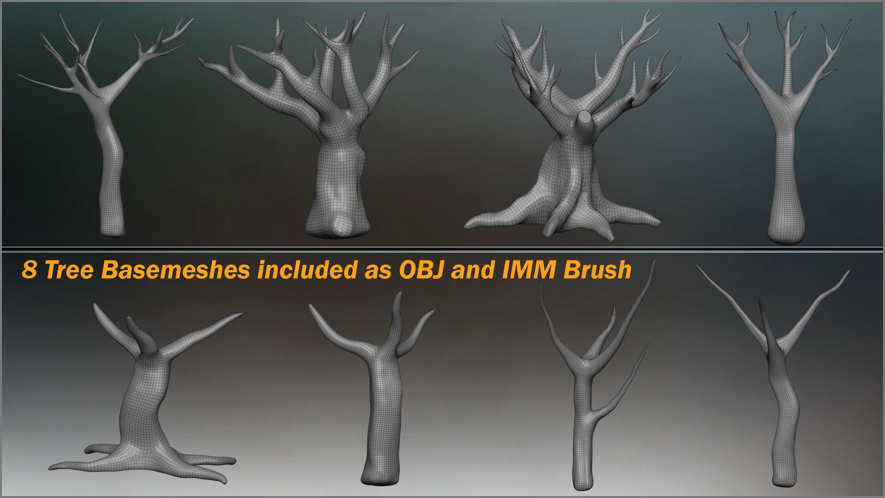 Tree Maker 117 ZBrush Brushes 50 Alphas and 8 Tree Basemeshes 3D model_3