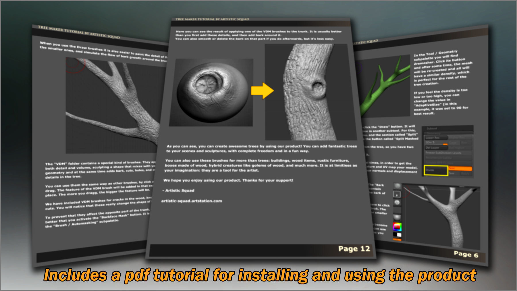 Tree Maker 117 ZBrush Brushes 50 Alphas and 8 Tree Basemeshes 3D model_14