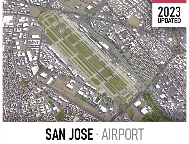 San Jose Airport Low-poly 3D model