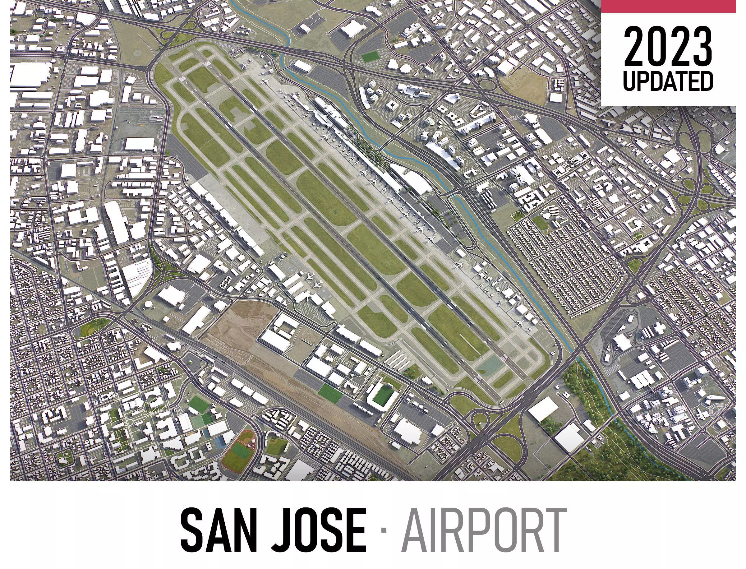 San Jose Airport Low-poly 3D model_0