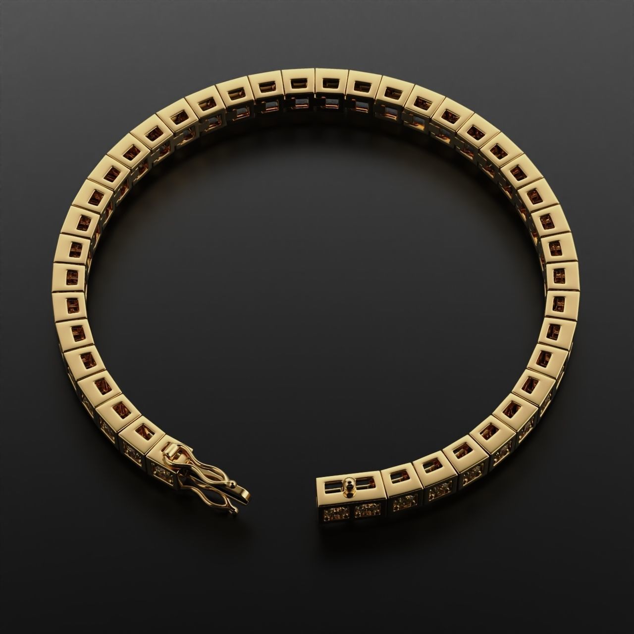 Tennis braclet round 3mm 3D print model_11