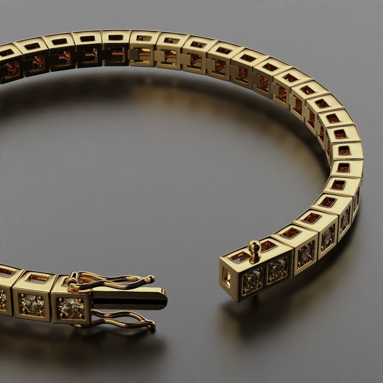 Tennis braclet round 3mm 3D print model_14