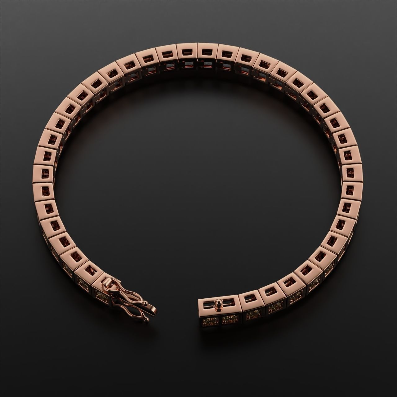 Tennis braclet round 3mm 3D print model_12