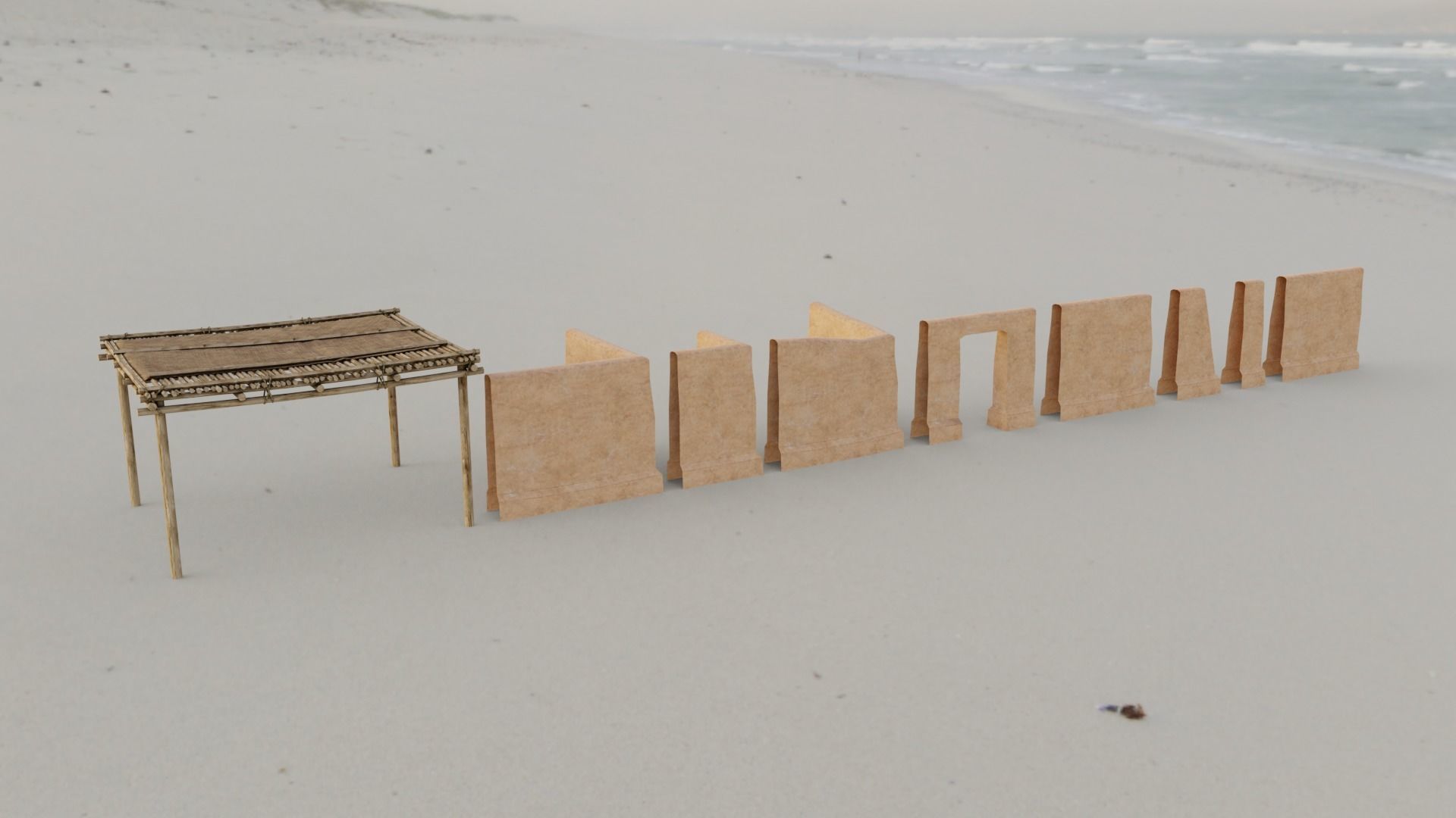 Modular Desert Walls Low-poly 3D model_2