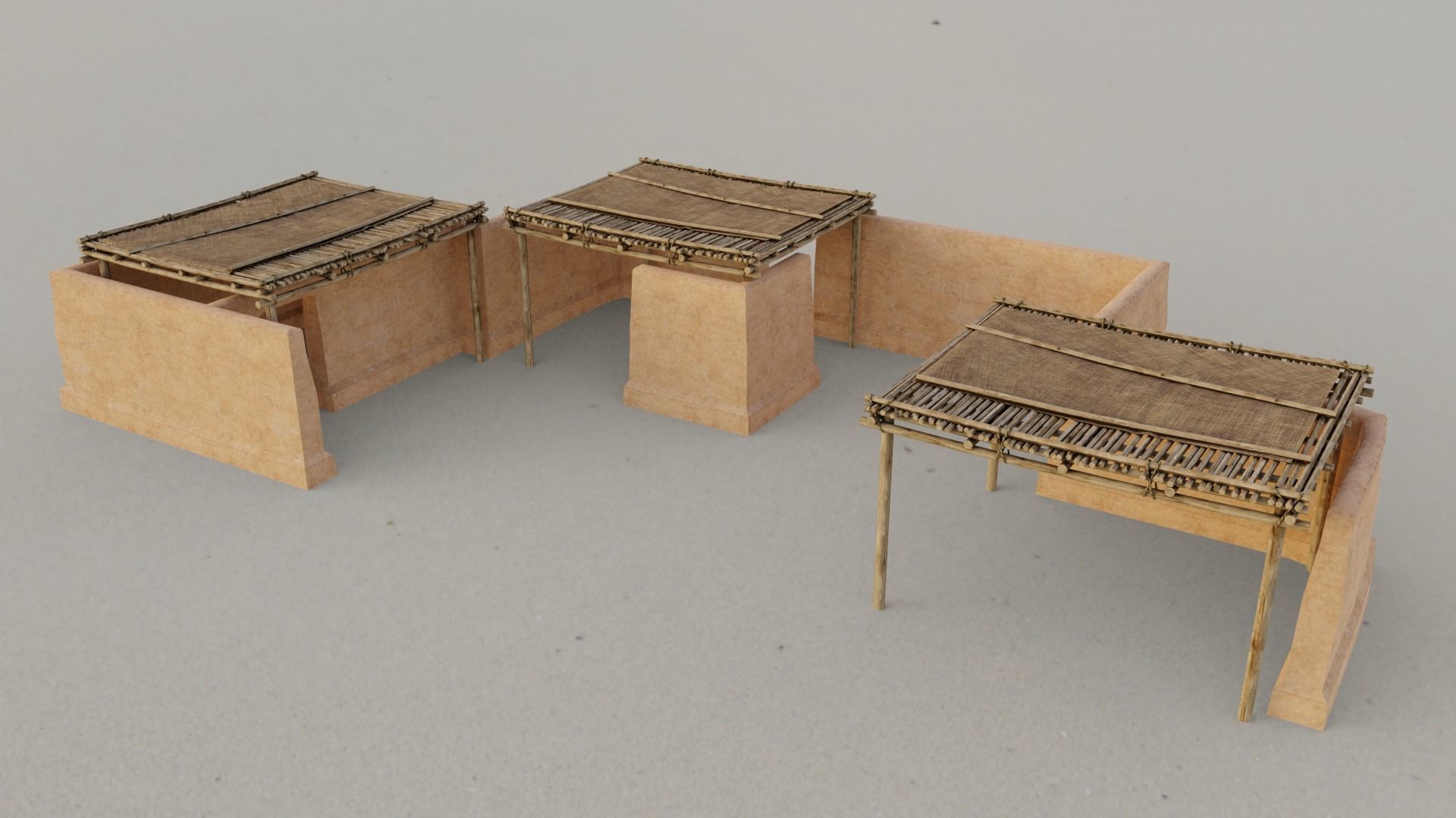 Modular Desert Walls Low-poly 3D model_3