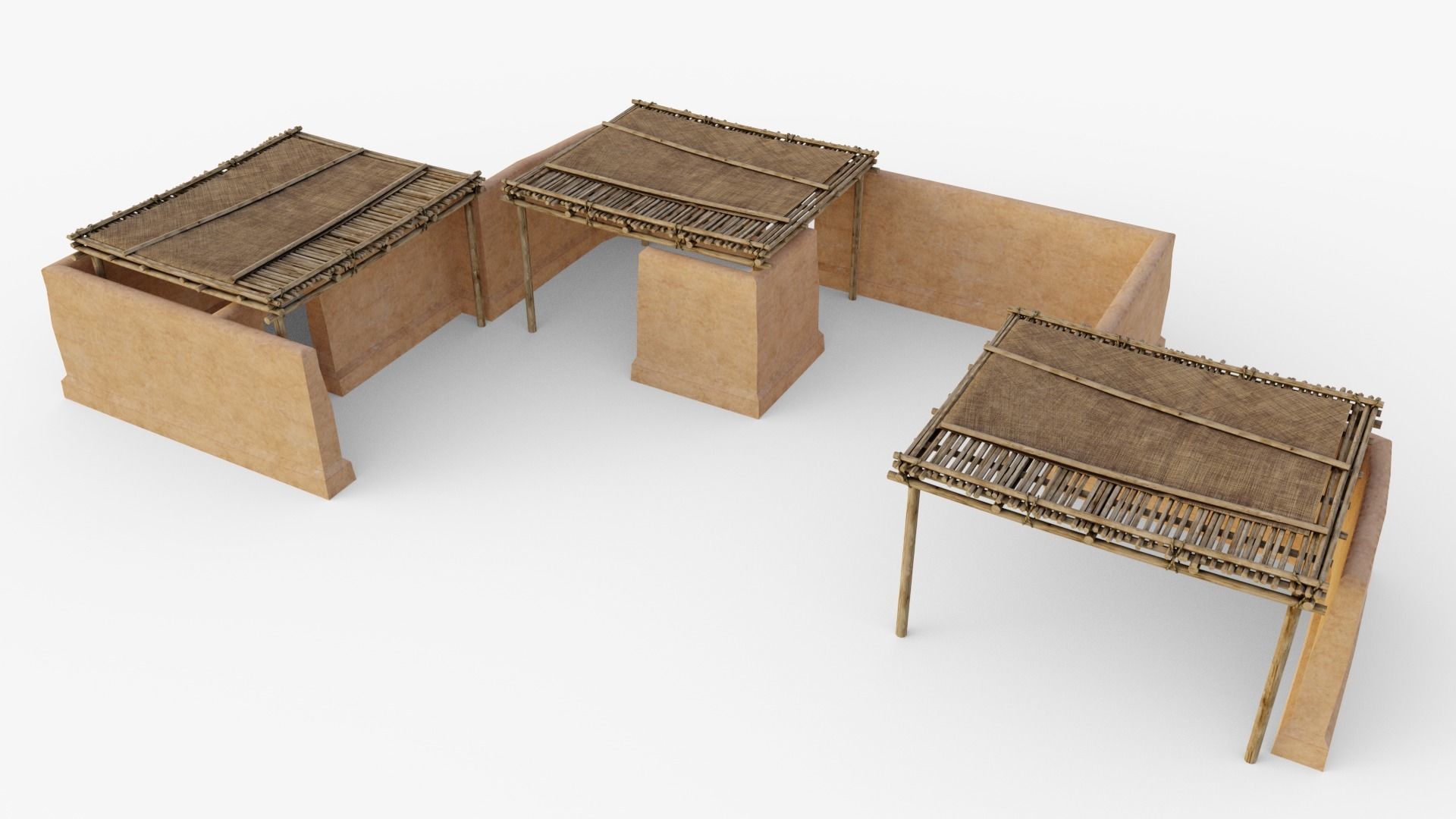 Modular Desert Walls Low-poly 3D model_1
