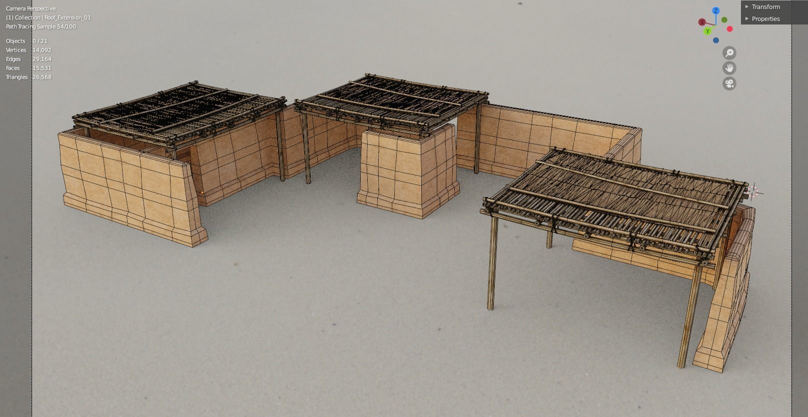Modular Desert Walls Low-poly 3D model_6