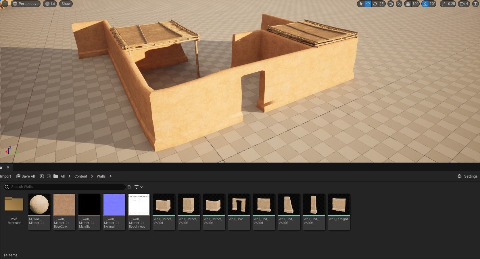 Modular Desert Walls Low-poly 3D model_5
