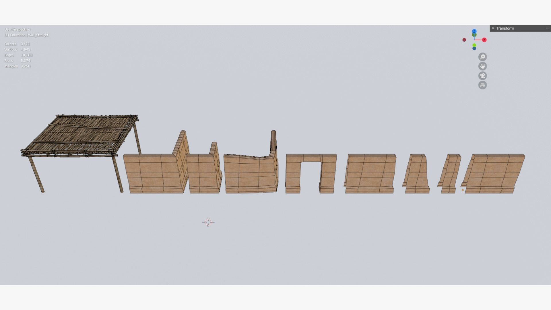 Modular Desert Walls Low-poly 3D model_7