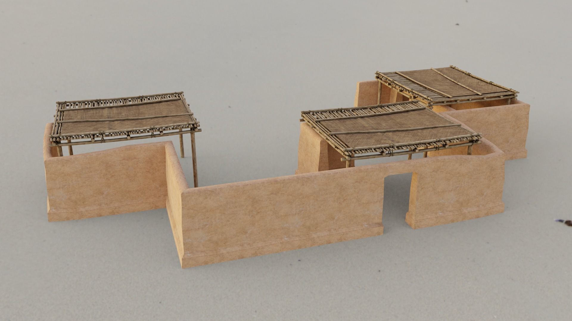 Modular Desert Walls Low-poly 3D model_4