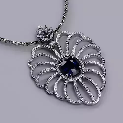 Pendant Diamond and Sapphire 01