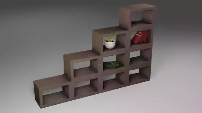 Bookshelf wooden bookcase with books