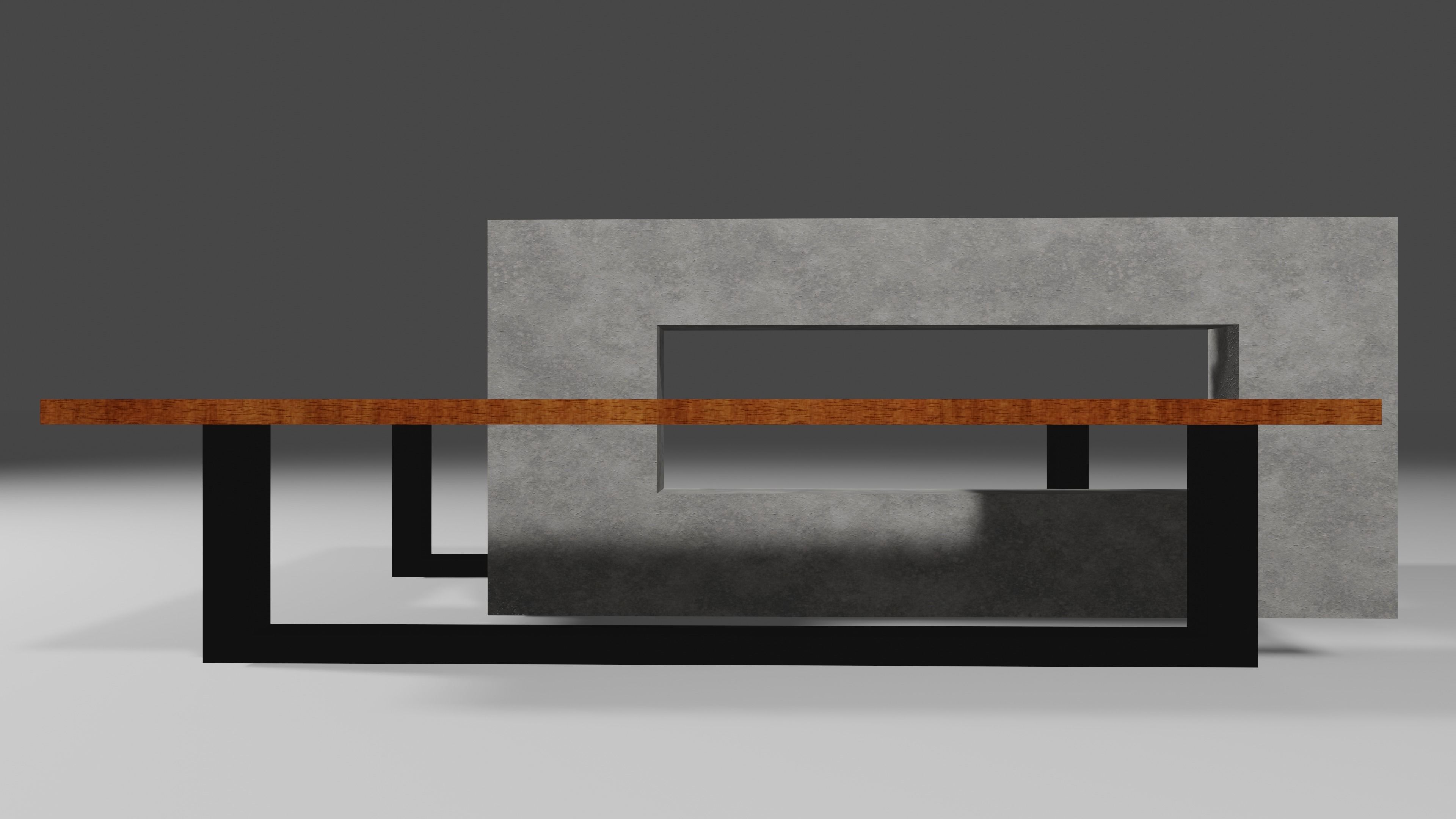 Outdoor Bench Low-poly 3D model_4