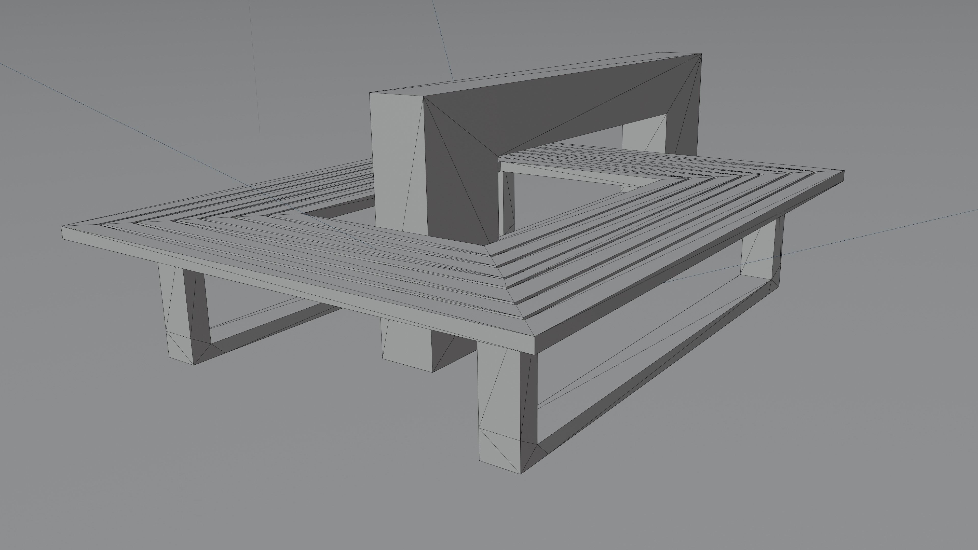 Outdoor Bench Low-poly 3D model_1