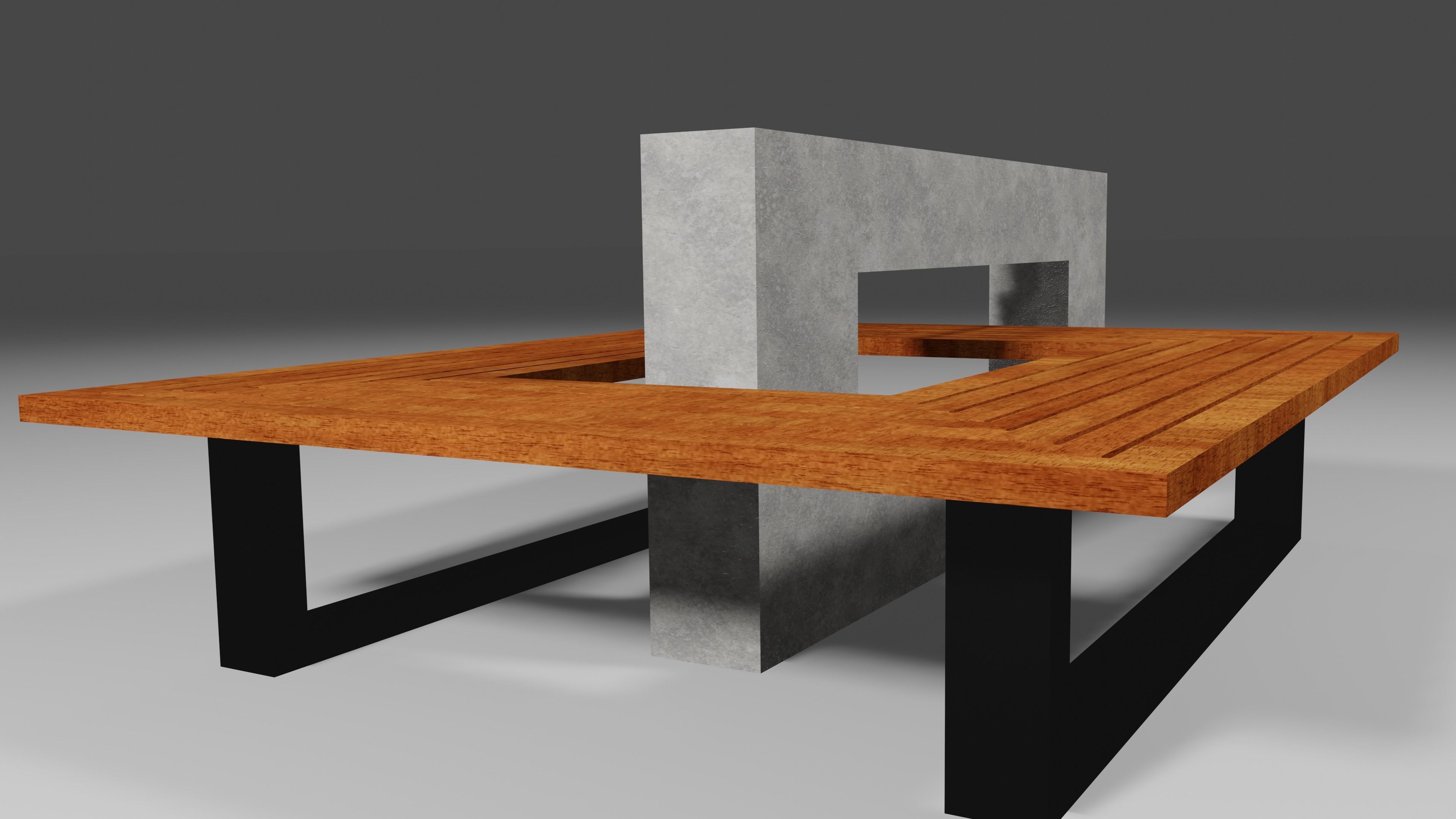 Outdoor Bench Low-poly 3D model_3