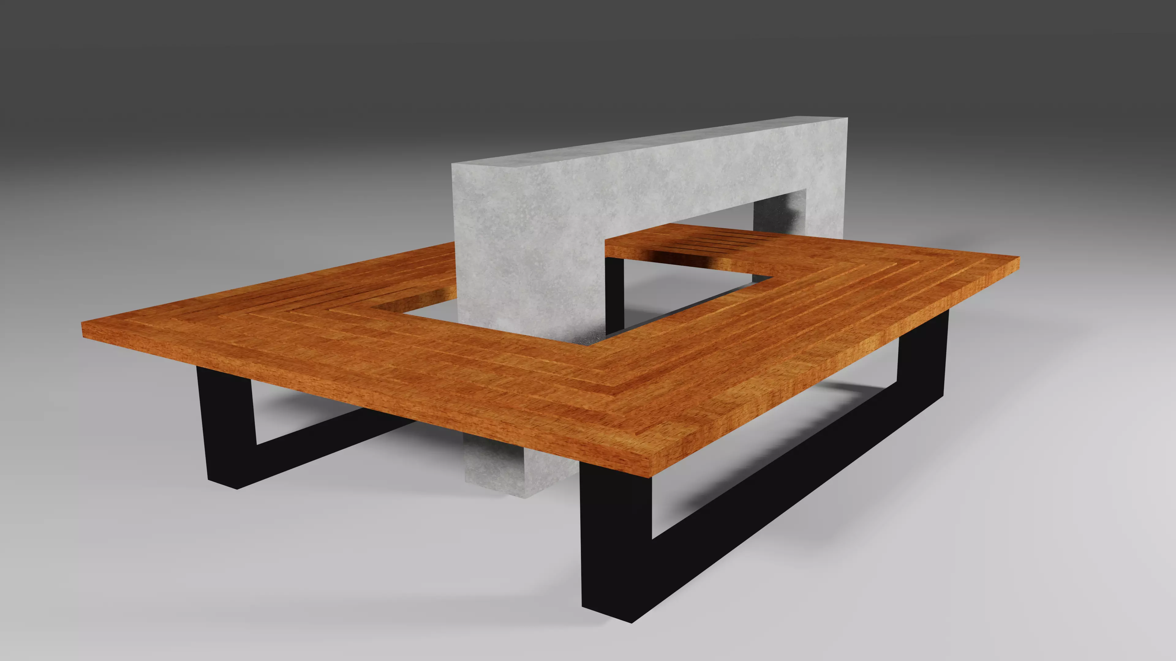 Outdoor Bench Low-poly 3D model_0