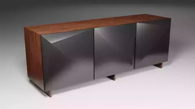 Drawer modern sideboard made of wood and metal Low-poly 3D model