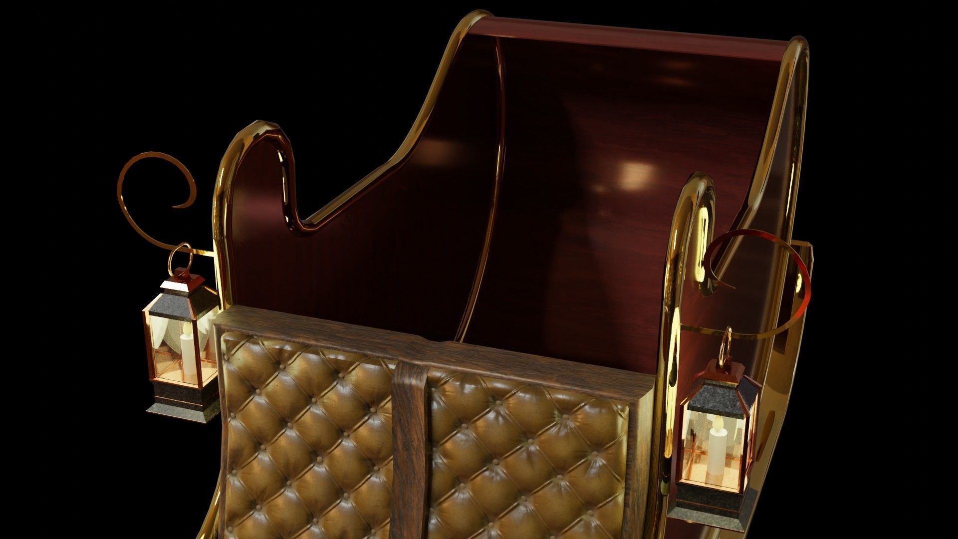 Christmas Sleigh Low-poly 3D model_9