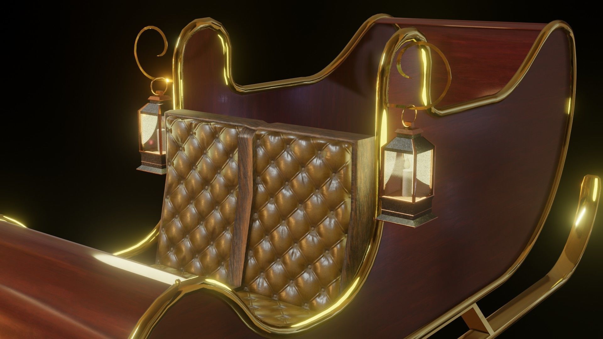 Christmas Sleigh Low-poly 3D model_3