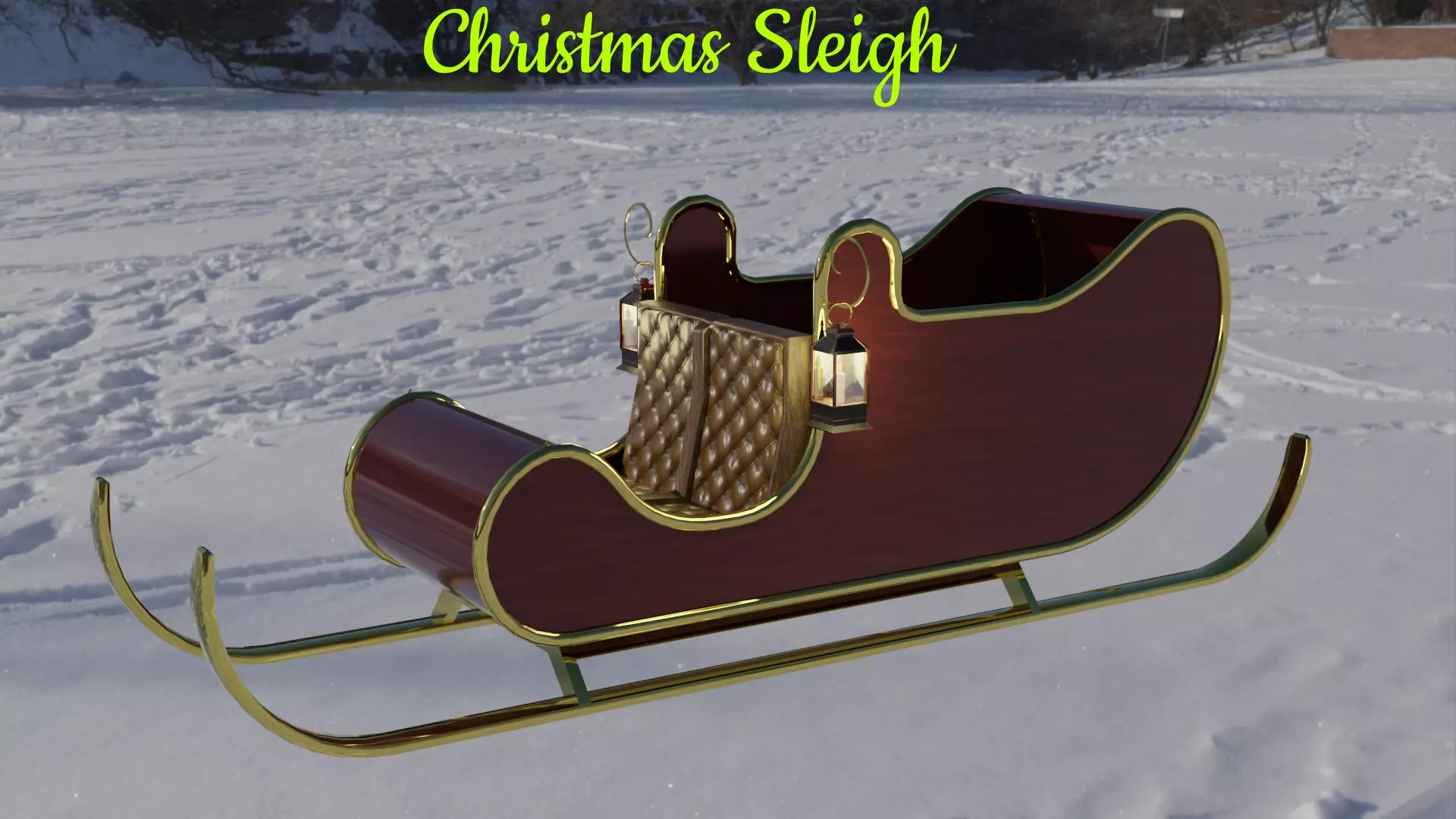 Christmas Sleigh Low-poly 3D model_0