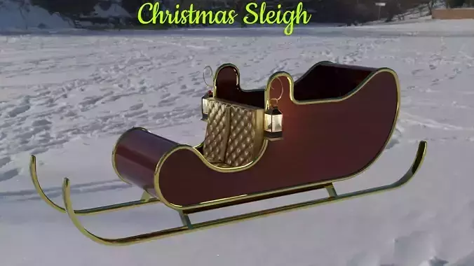 Christmas Sleigh Low-poly 3D model