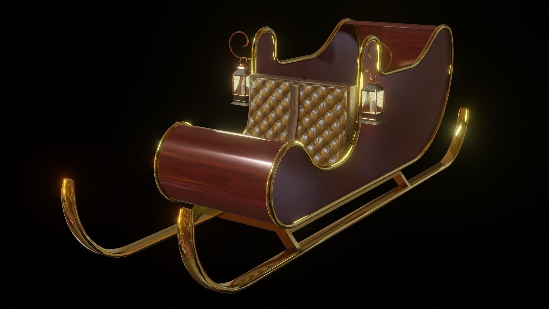 Christmas Sleigh Low-poly 3D model_4