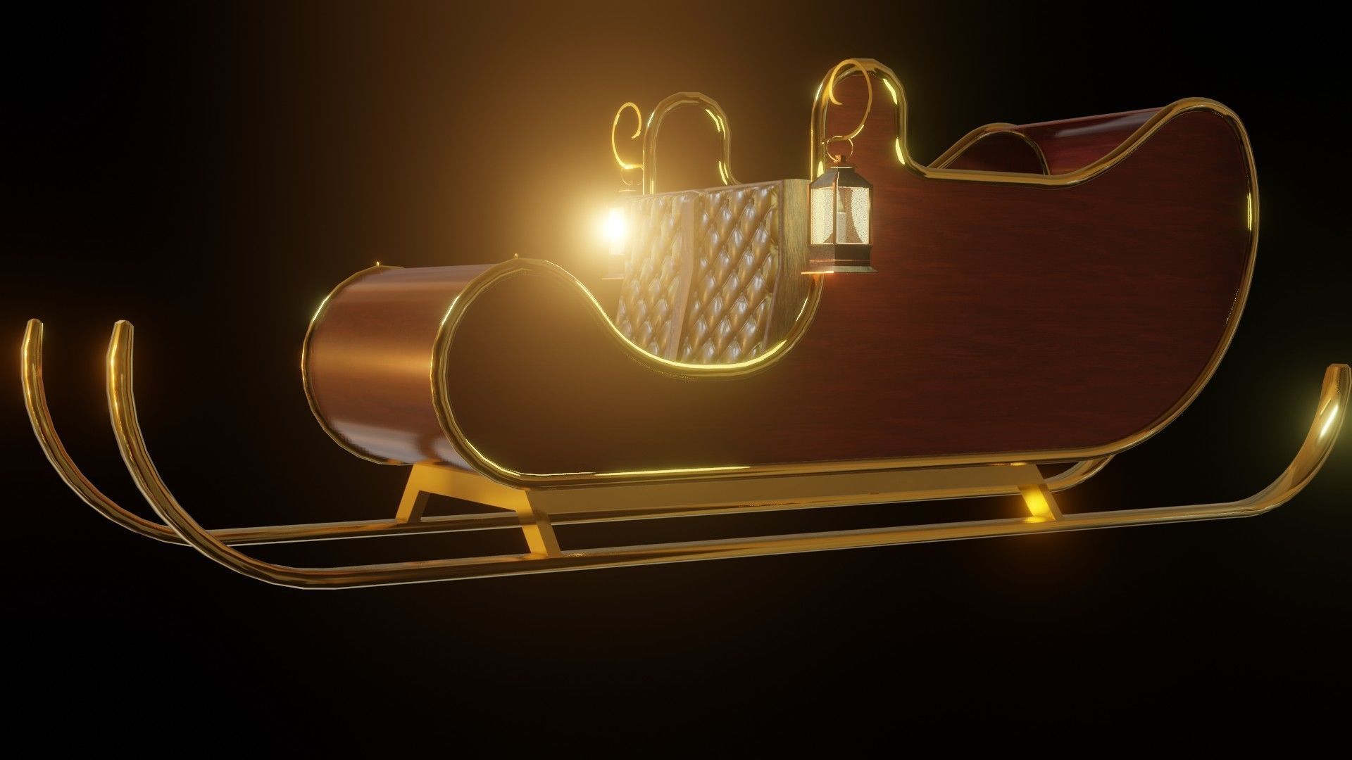 Christmas Sleigh Low-poly 3D model_2