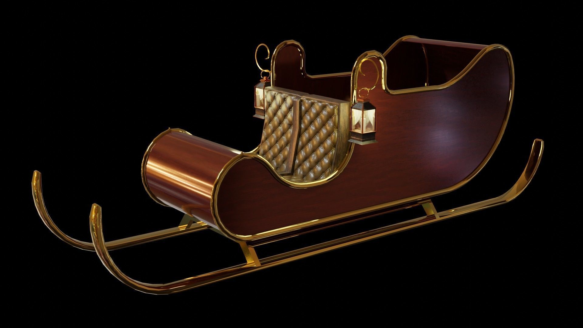 Christmas Sleigh Low-poly 3D model_13