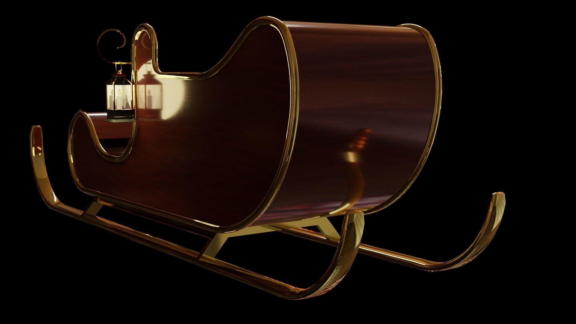 Christmas Sleigh Low-poly 3D model_6