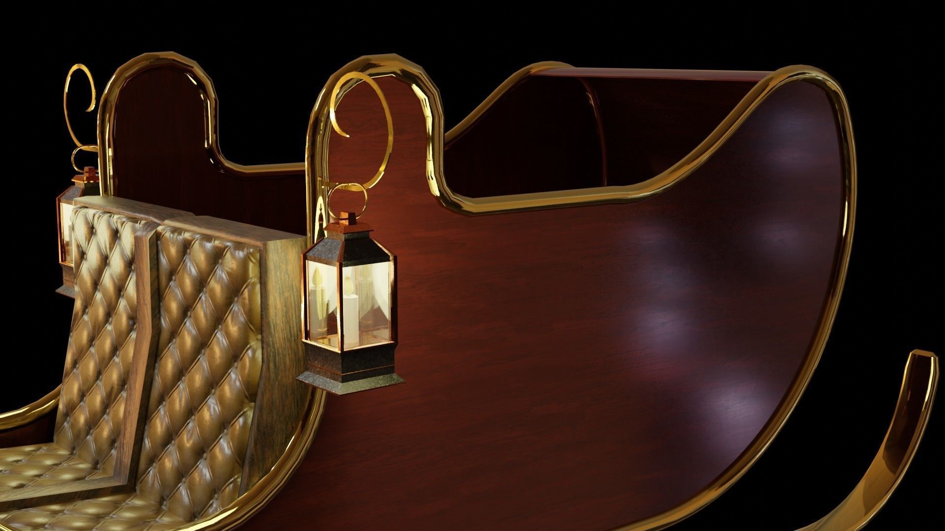 Christmas Sleigh Low-poly 3D model_5