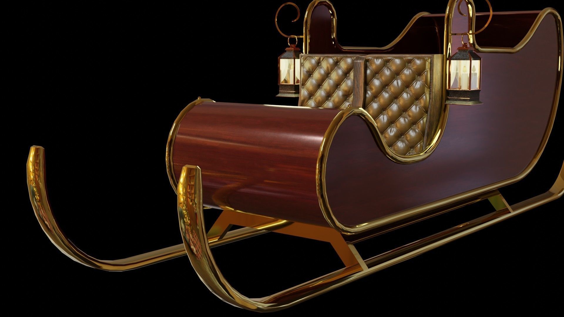Christmas Sleigh Low-poly 3D model_10