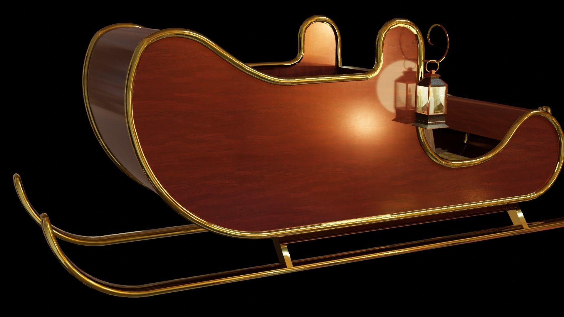 Christmas Sleigh Low-poly 3D model_7