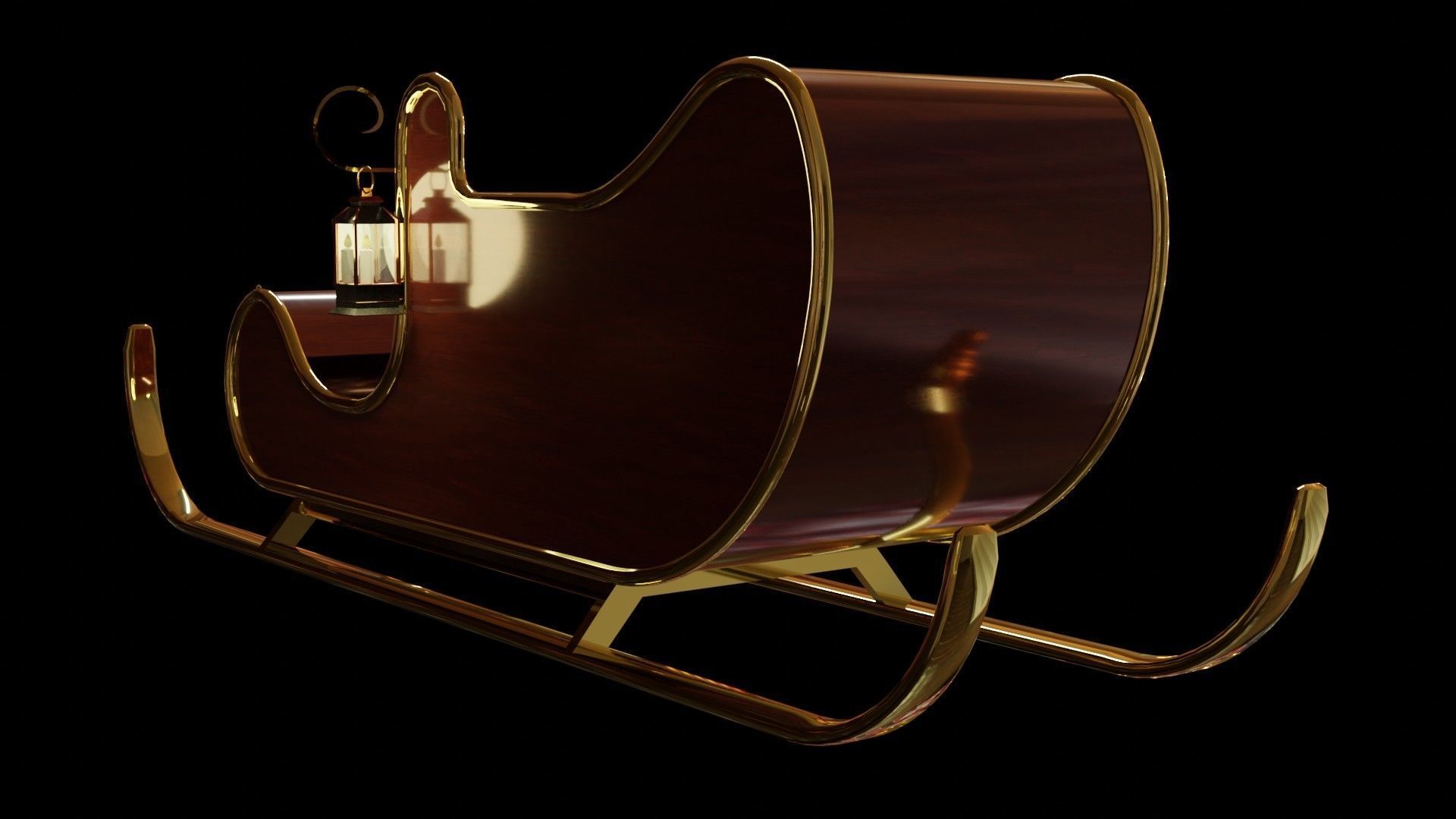 Christmas Sleigh Low-poly 3D model_12