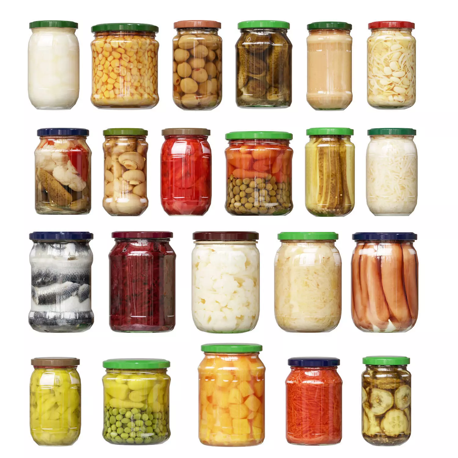 Conservation many jars of pickles 3D model