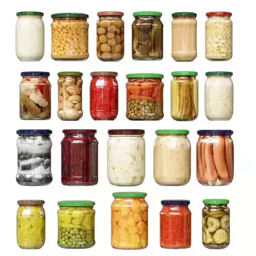 Conservation many jars of pickles