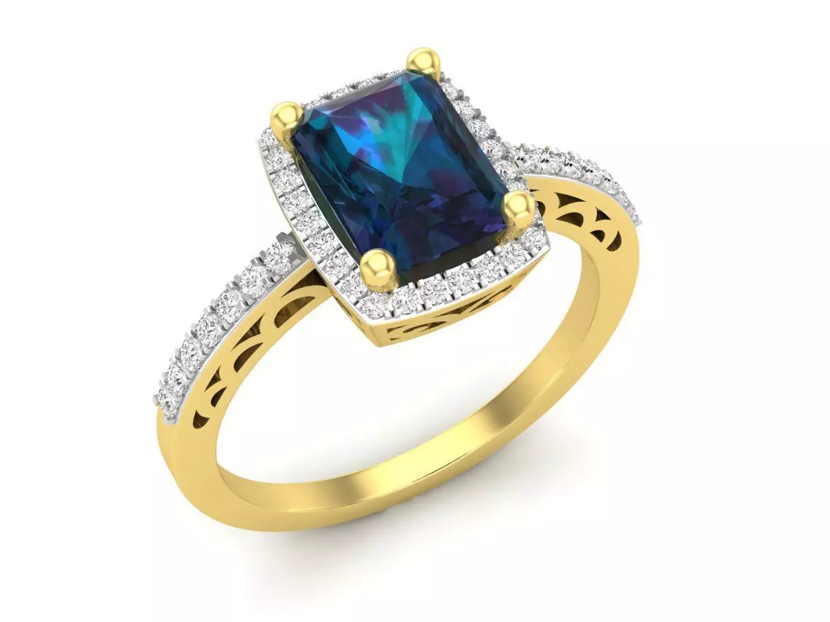 AV 350 Diamond Ladies Bridal Halo Style Engagement Rings 3D print model_0