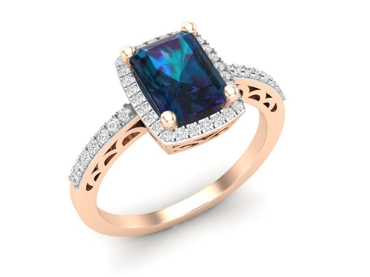 AV 350 Diamond Ladies Bridal Halo Style Engagement Rings 3D print model_1