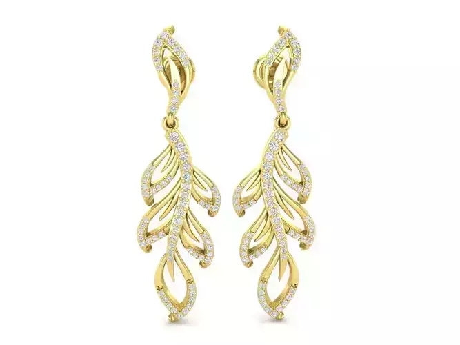 AV 351 Diamond Ladies Leaf Drop Shaped Earrings 3D print model