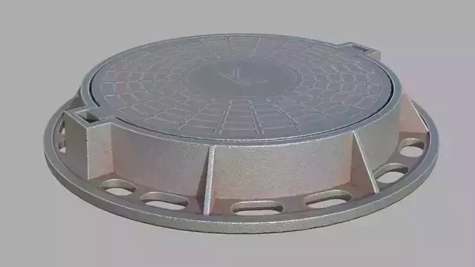 Soviet rusty street sewer manhole 3D model